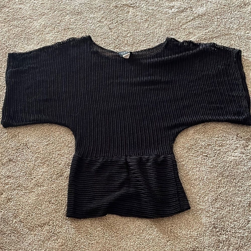 Objex black mesh top sz S